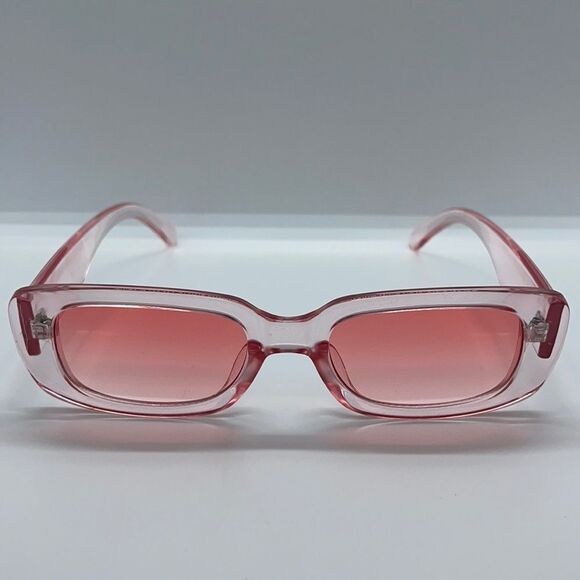 NWT Rectangle Retro Clear Pink Sunglasses 90’s - Picture 4 of 8